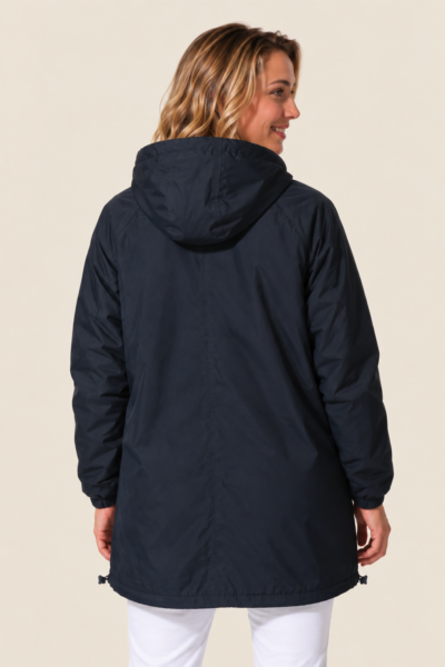 Veste longue femme zippée à capuche