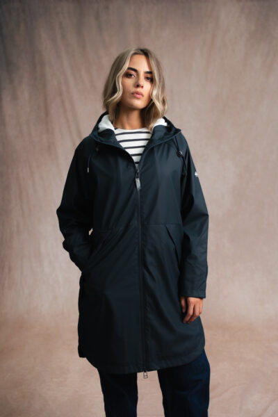 Ciré femme long zippé à capuche, coutures étanches, doublé polaire, Libona