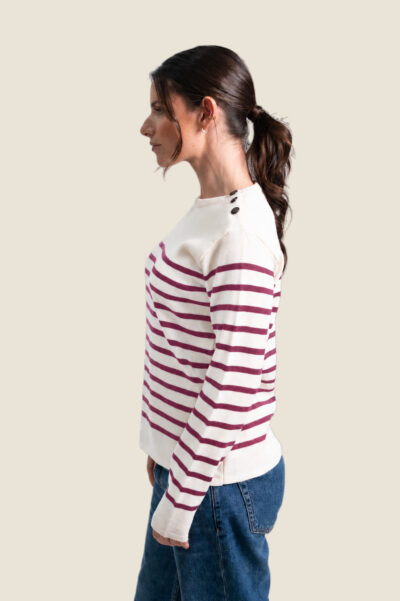 Pull femme boutons épaule