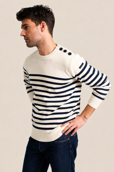 Pull homme en laine mérinos, col rond, Eugene