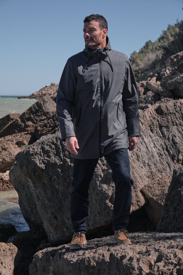 Ciré homme 3/4 zippé à capuche doublé polaire Jules – Carbone