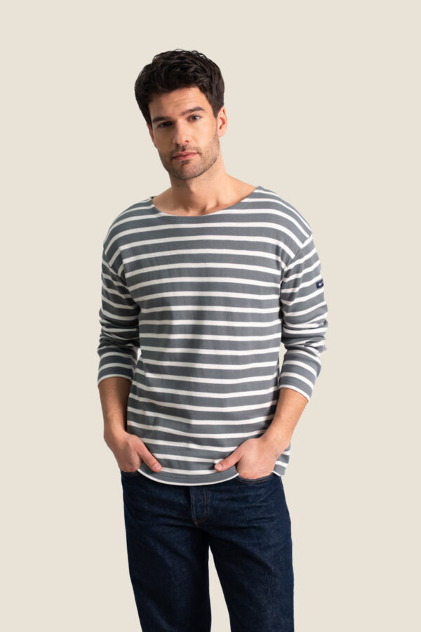 Marinière épaisse manches longues homme Cordage – Amande/Ecru