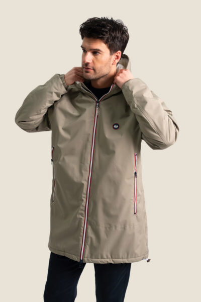 Veste longue homme zippée à capuche