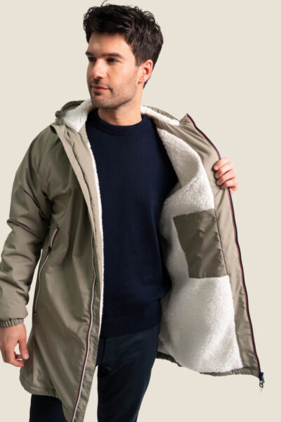 Veste longue homme zippée à capuche