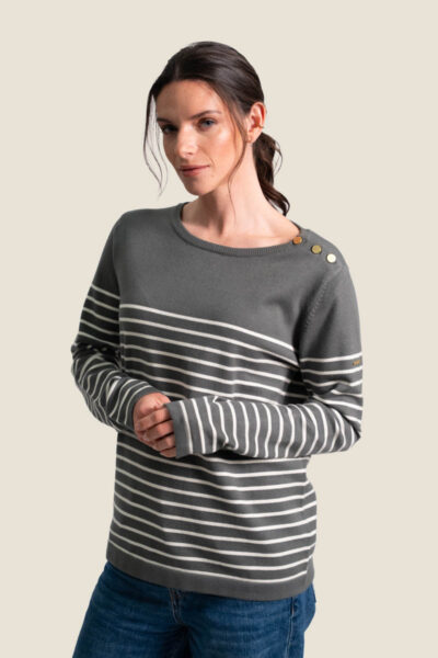 Pull femme boutons épaule