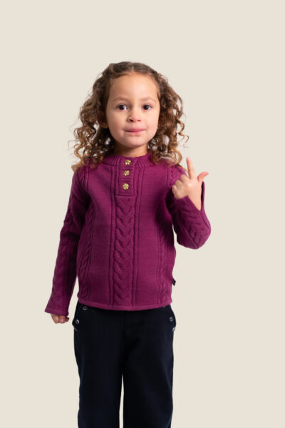 Pull fille fermeture col 3 boutons