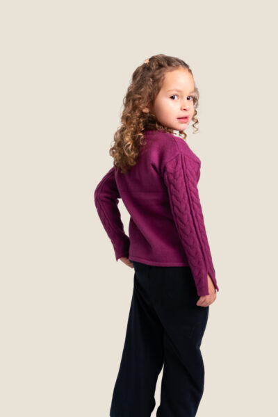 Pull fille fermeture col 3 boutons
