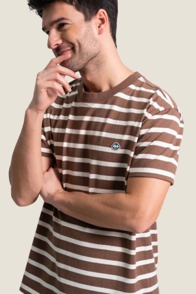 Tee-shirt homme rayé col rond