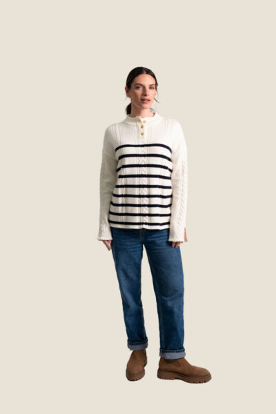 Pull femme fermeture col 3 boutons