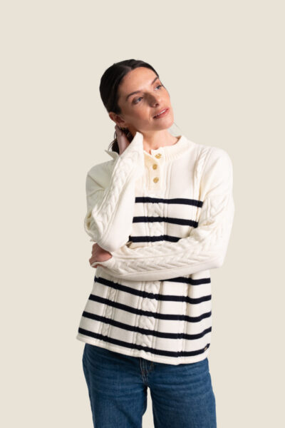 Pull femme fermeture col 3 boutons