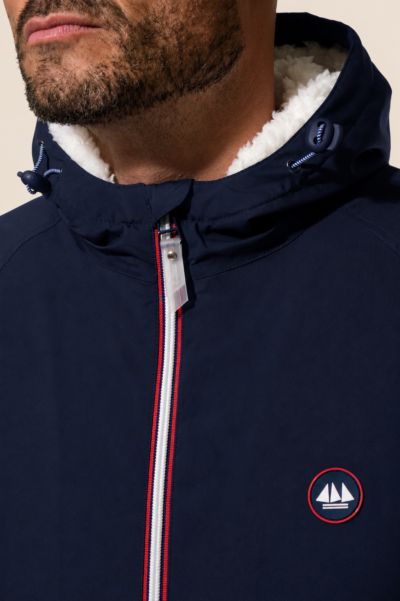 Veste courte homme doublure sherpa, zippé et capuche