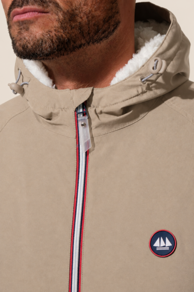 Veste courte homme doublure sherpa, zippé et capuche