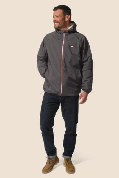 Veste courte homme doublure sherpa, zippé et capuche