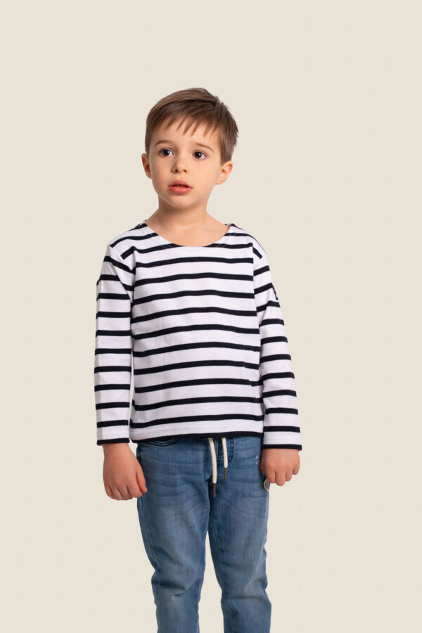 Marinière mixte épaisse manches longues enfant Cordage – Blanc/Marine