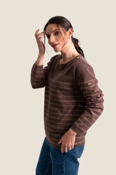 Mosaline - women's sweater with lurex stripes