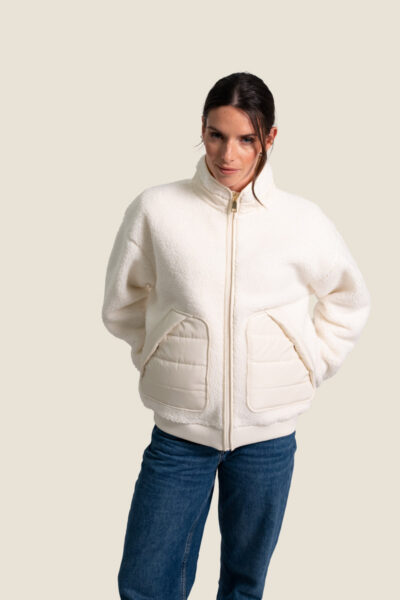 Veste femme en sherpa double face, col montant Nikki