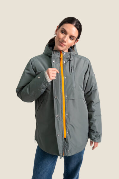 Parka femme doublée, coupe droite, tissu imperméable, coupe-vent Zelda