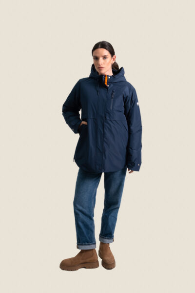 Parka femme doublée, coupe droite, tissu imperméable, coupe-vent Zelda