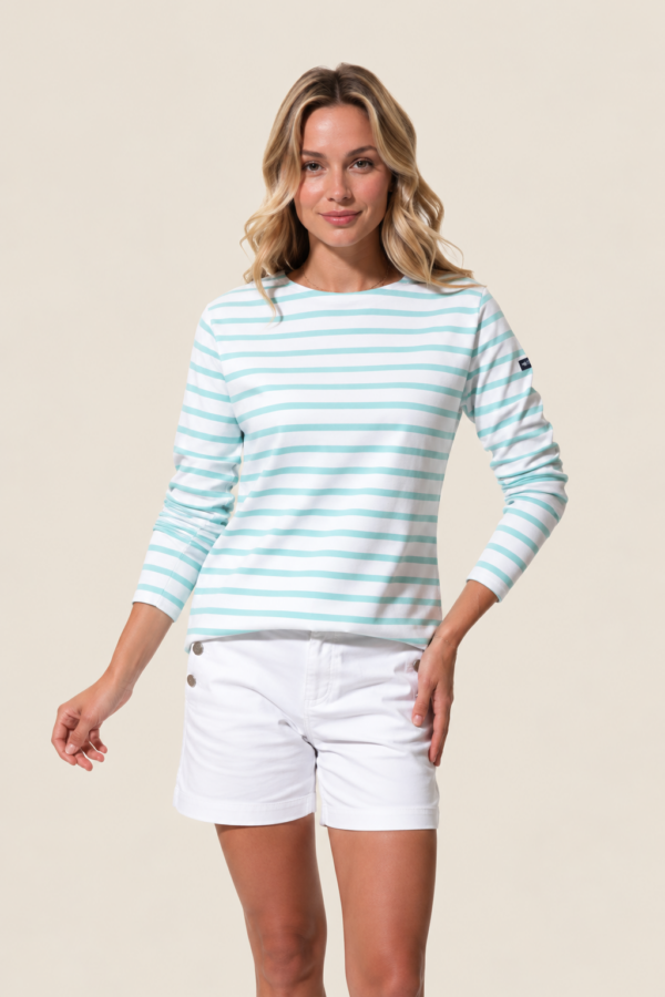 Marinière épaisse manches longues femme Cordage – Blanc/Pool