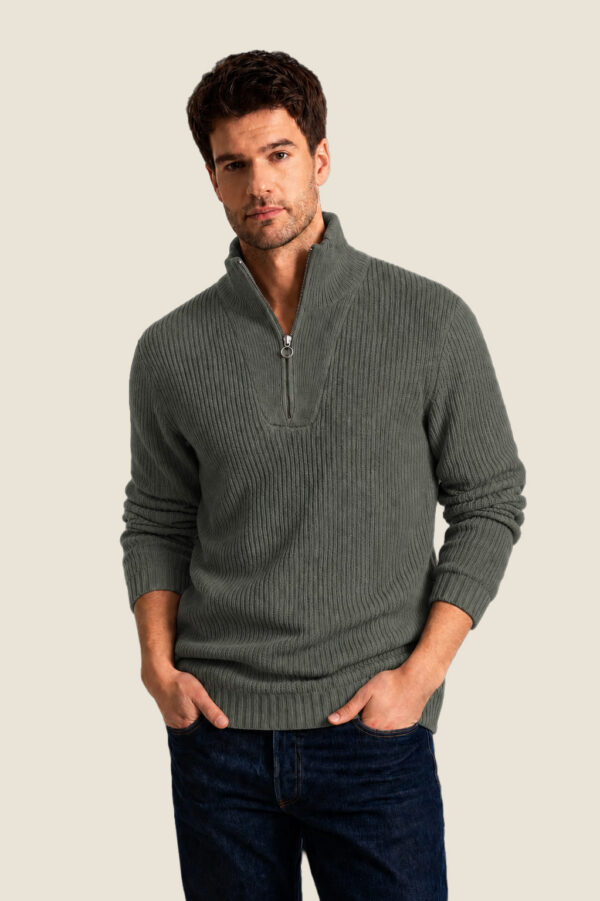Pull homme col camionneur zippé Octave – AMANDE