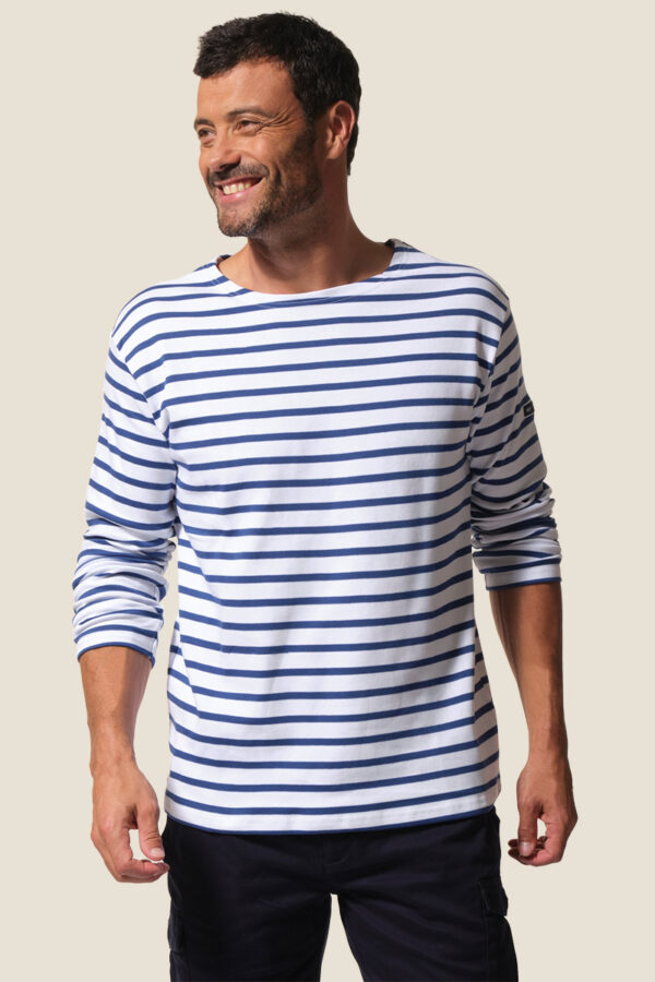 Marinière épaisse manches longues homme Cordage – Blanc/Bugatti