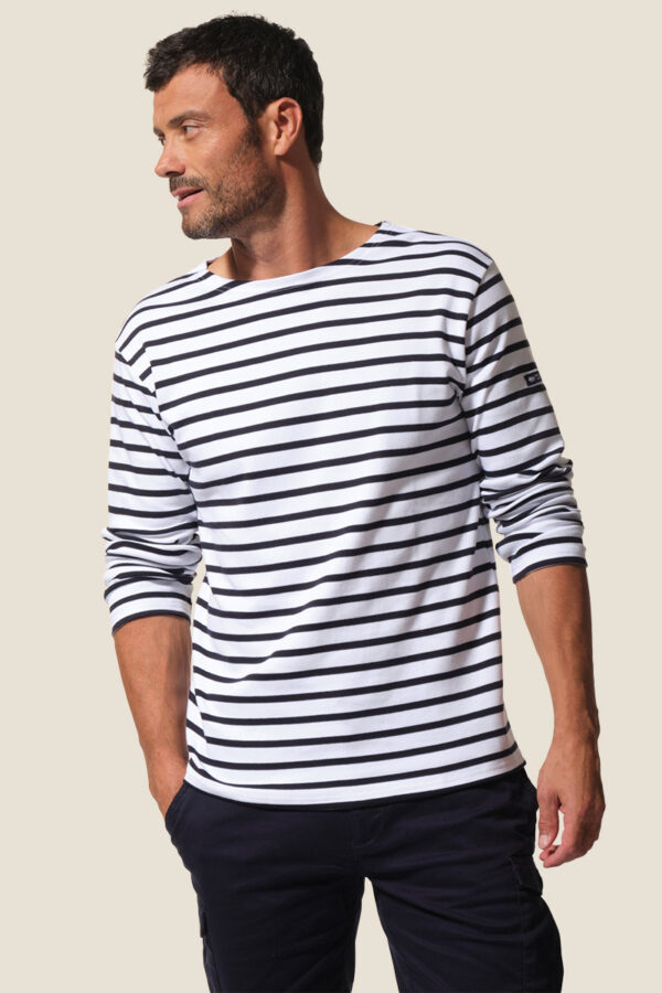 Marinière épaisse manches longues homme Cordage – Blanc/Marine